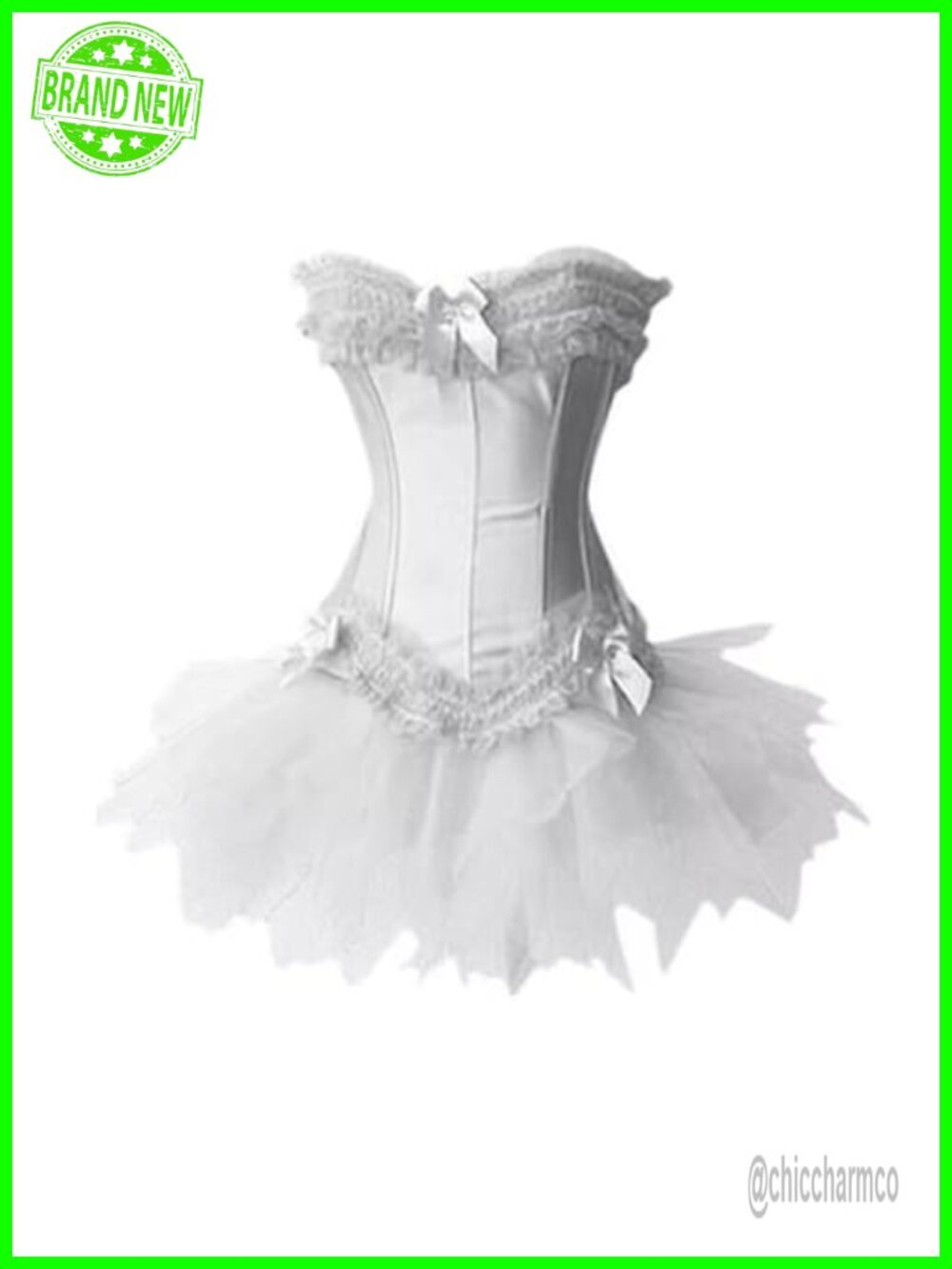 Women's Burlesque Corset Bustier Top with Tutu Skirt Satin Boned